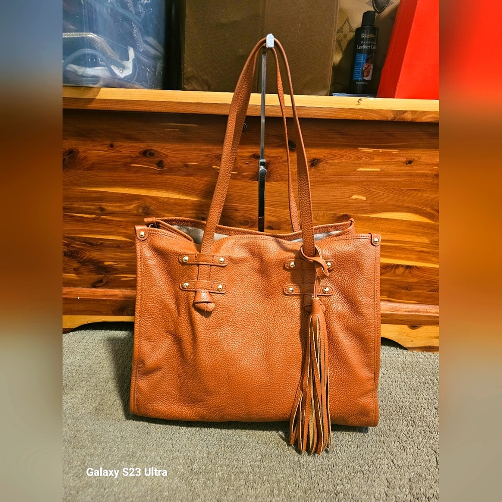 LAGGO Siena leather tote bag.APRICOT